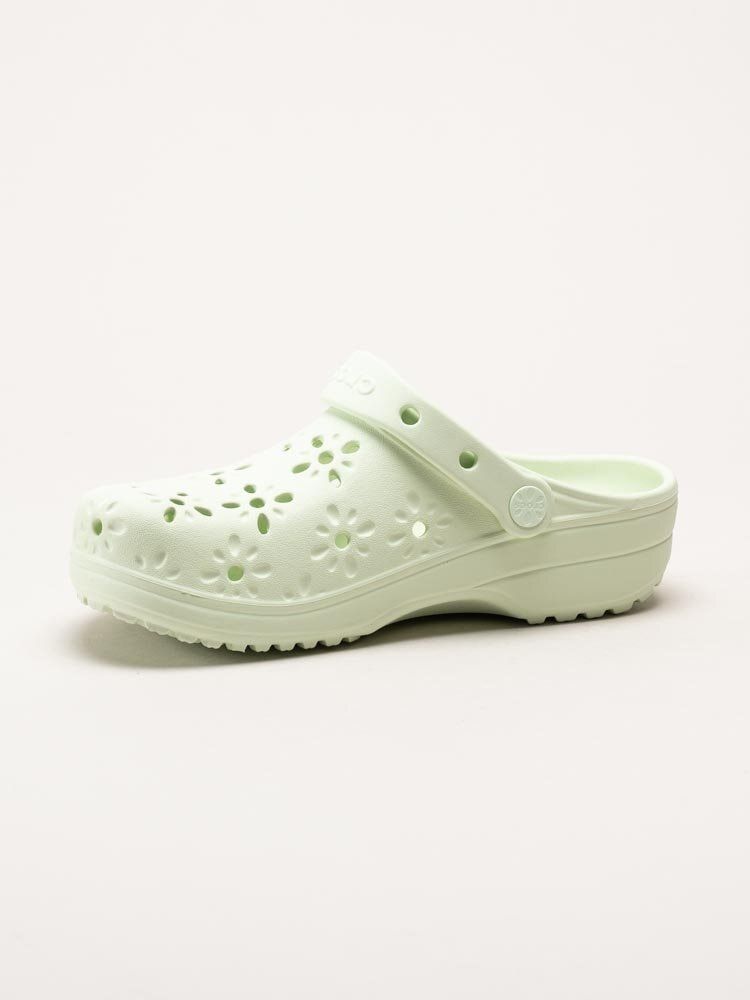 Crocs - Classic Floral Cut Out Clog - Gröna badtofflor