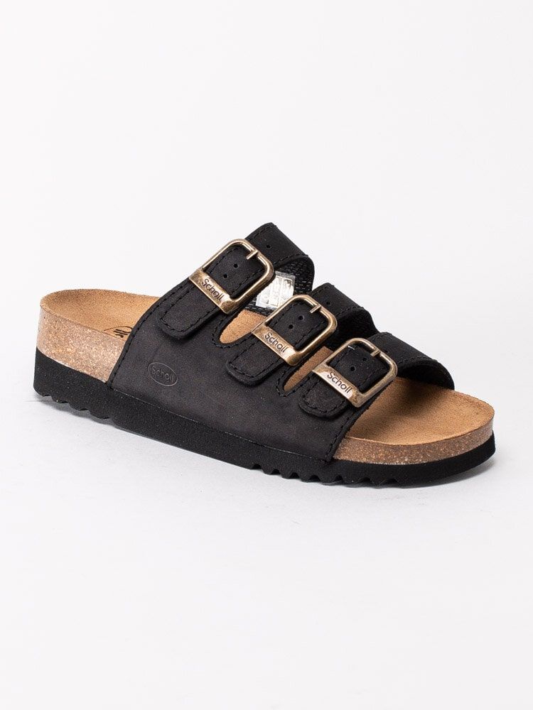 Scholl - Rio WG AD - Svarta slip in sandaler i nubuck