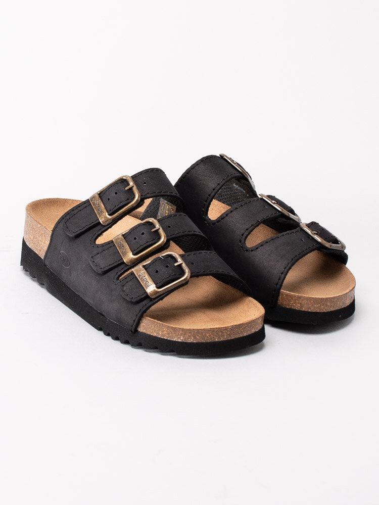Scholl - Rio WG AD - Svarta slip in sandaler i nubuck