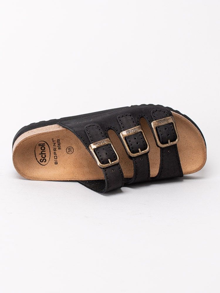 Scholl - Rio WG AD - Svarta slip in sandaler i nubuck