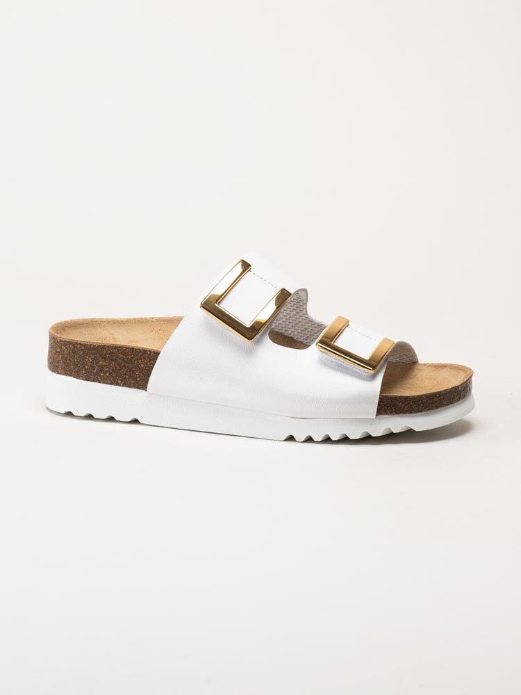 Scholl - Monterey 2 Straps Wg Ad - Vita slip in sandaler i skinn
