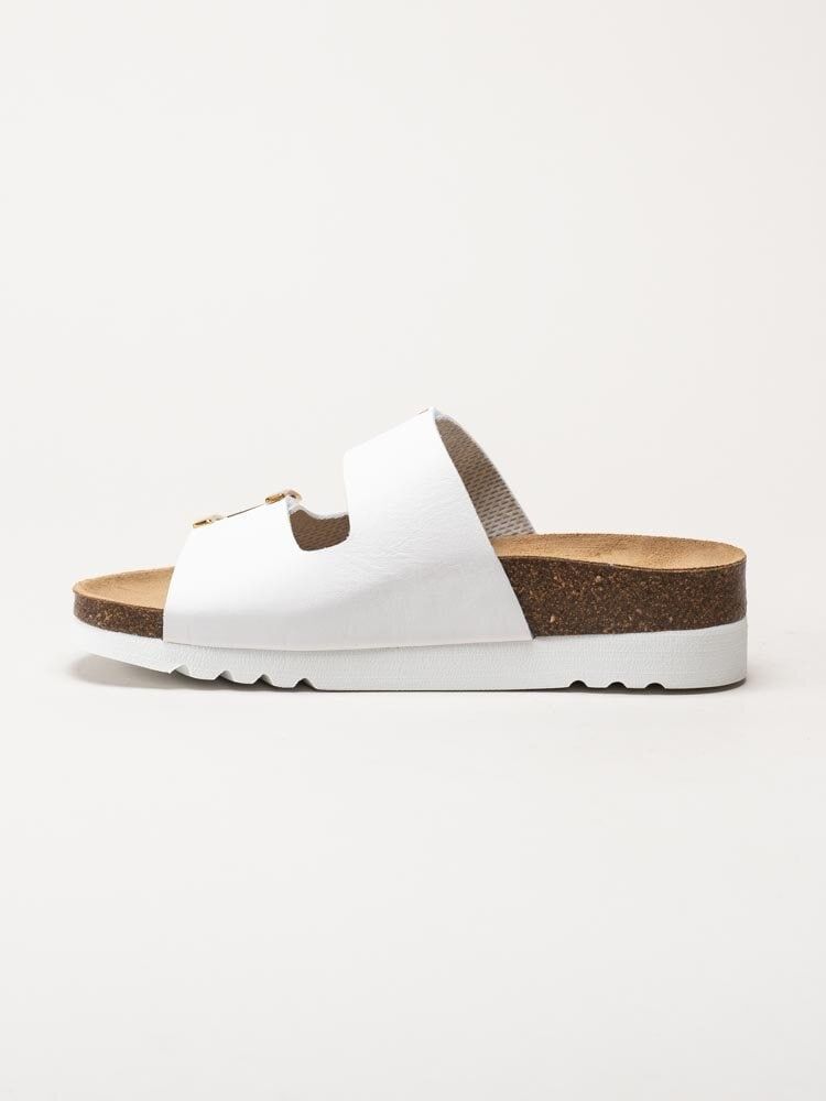 Scholl - Monterey 2 Straps Wg Ad - Vita slip in sandaler i skinn