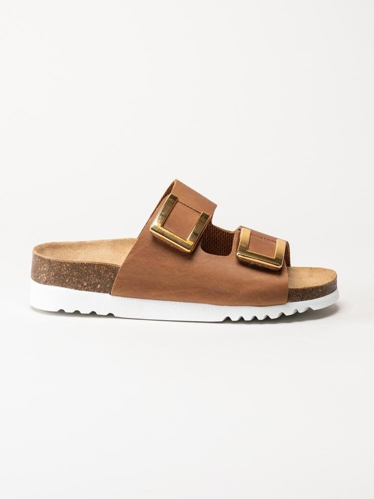Scholl - Monterey 2 Straps Wg Ad - Bruna slip in sandaler i skinn