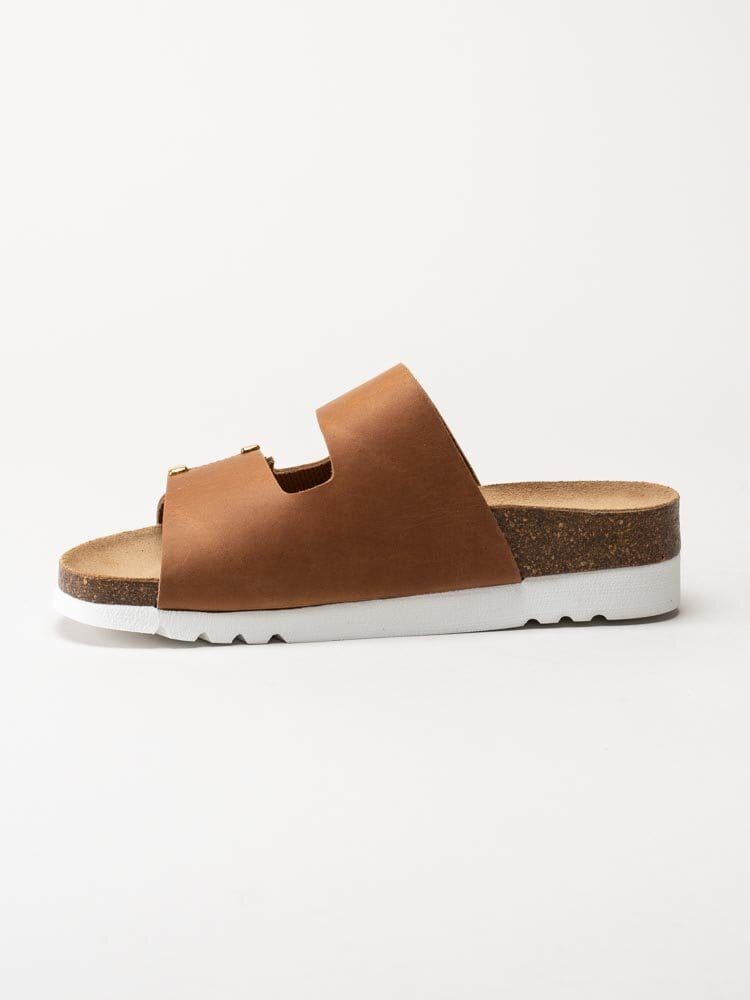 Scholl - Monterey 2 Straps Wg Ad - Bruna slip in sandaler i skinn