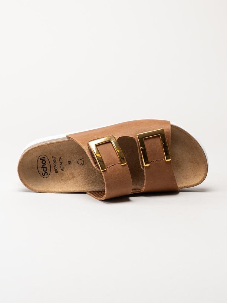 Scholl - Monterey 2 Straps Wg Ad - Bruna slip in sandaler i skinn