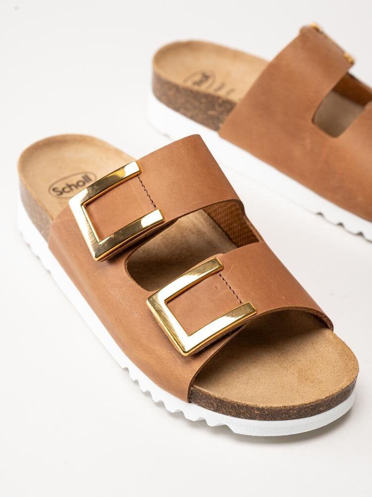 Scholl - Monterey 2 Straps Wg Ad - Bruna slip in sandaler i skinn