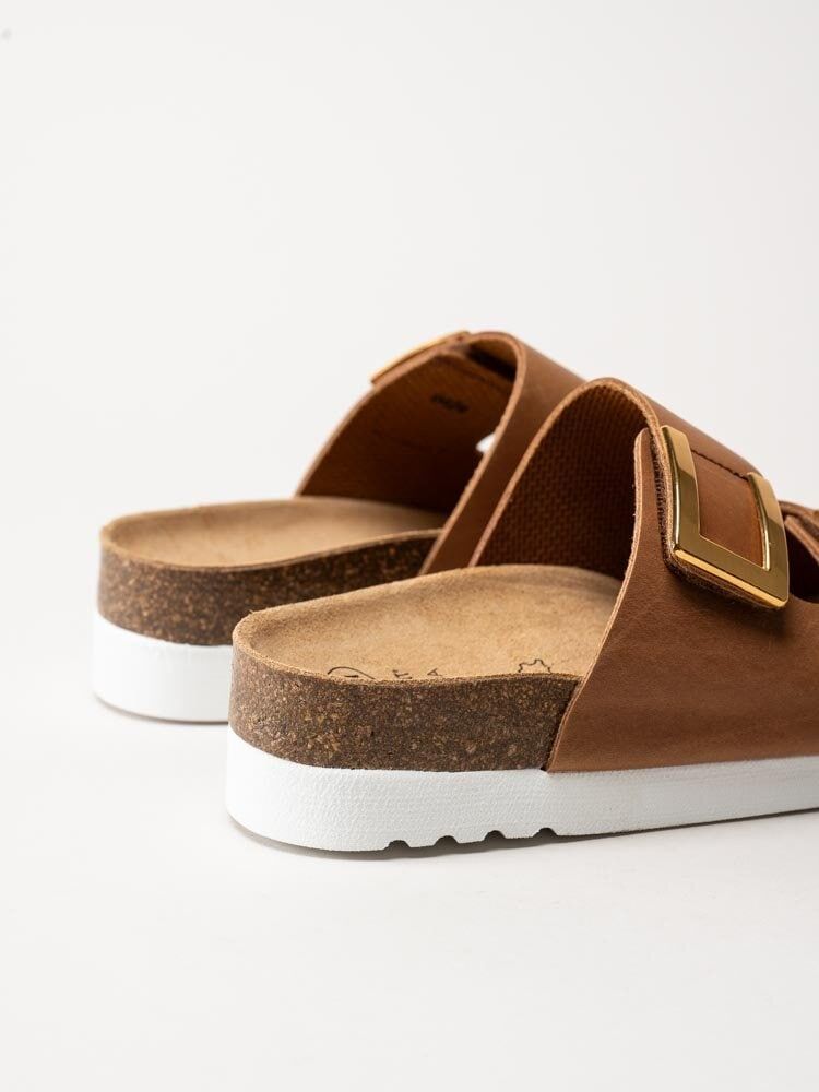 Scholl - Monterey 2 Straps Wg Ad - Bruna slip in sandaler i skinn