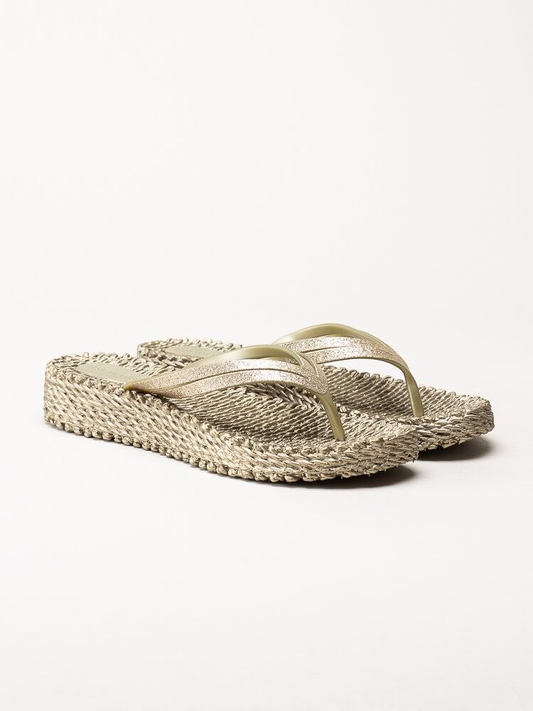 Ilse Jacobsen - Cheerful 13 - Guldfärgade flip flop med glitterremmar