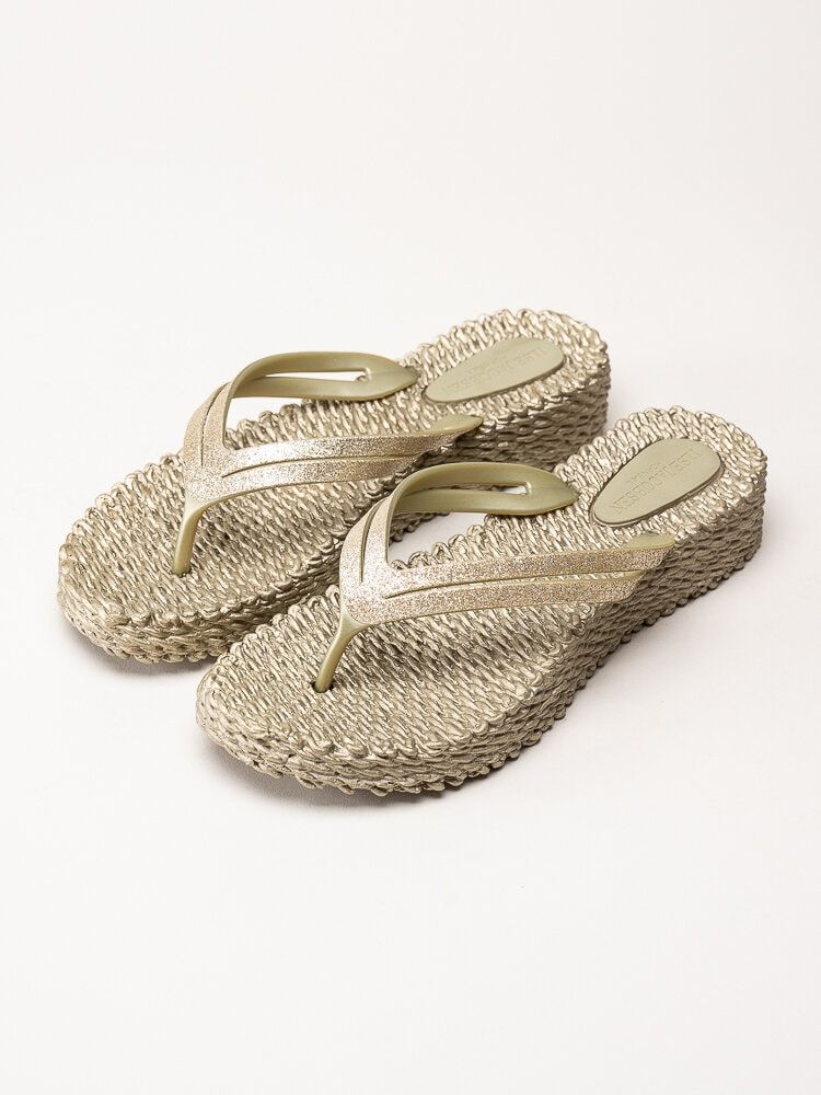 Ilse Jacobsen - Cheerful 13 - Guldfärgade flip flop med glitterremmar