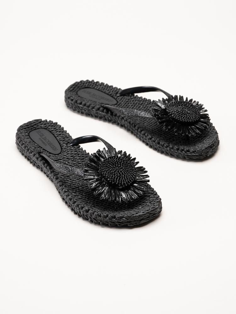 Ilse Jacobsen - Cheerful16F - Svarta flip flop med blomma