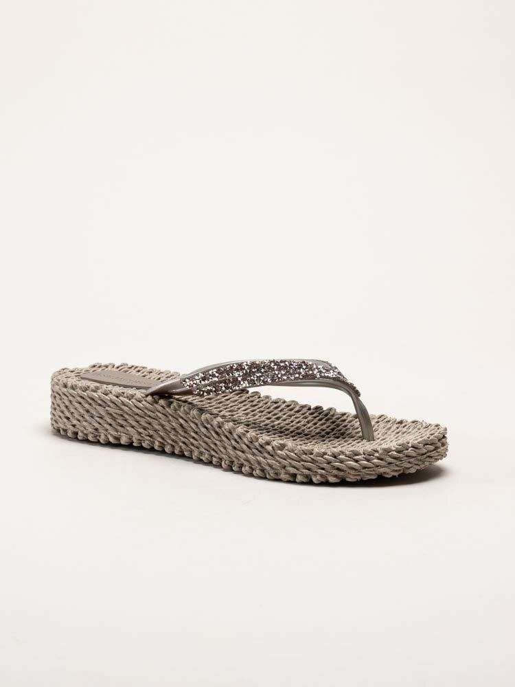 Ilse Jacobsen - Cheerful15 - Beige flip flop, remmar med glitterstenar