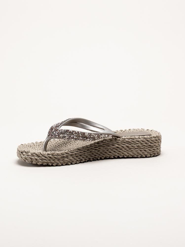 Ilse Jacobsen - Cheerful15 - Beige flip flop, remmar med glitterstenar