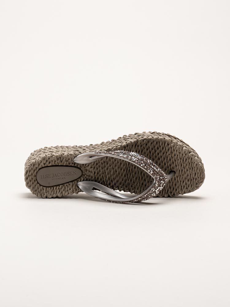 Ilse Jacobsen - Cheerful15 - Beige flip flop, remmar med glitterstenar