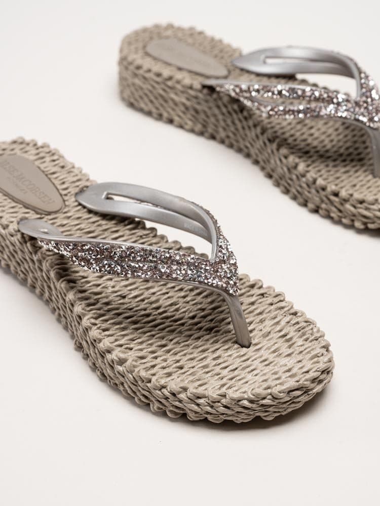 Ilse Jacobsen - Cheerful15 - Beige flip flop, remmar med glitterstenar