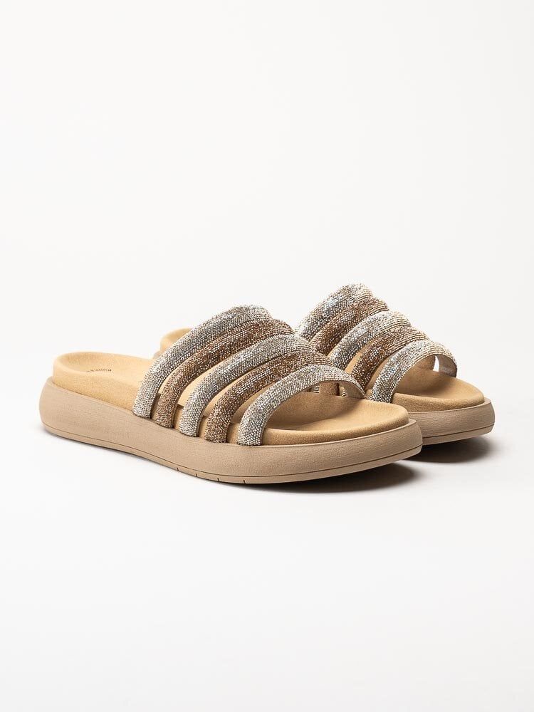 Gabor - Guldiga slip in sandaler med strass