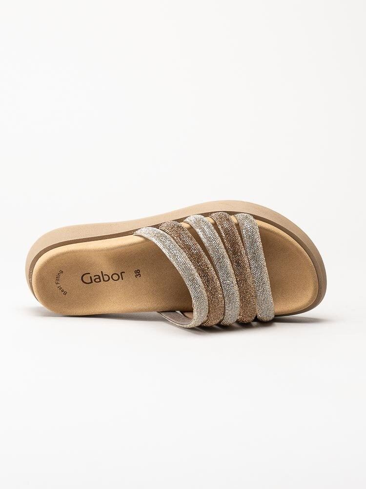 Gabor - Guldiga slip in sandaler med strass