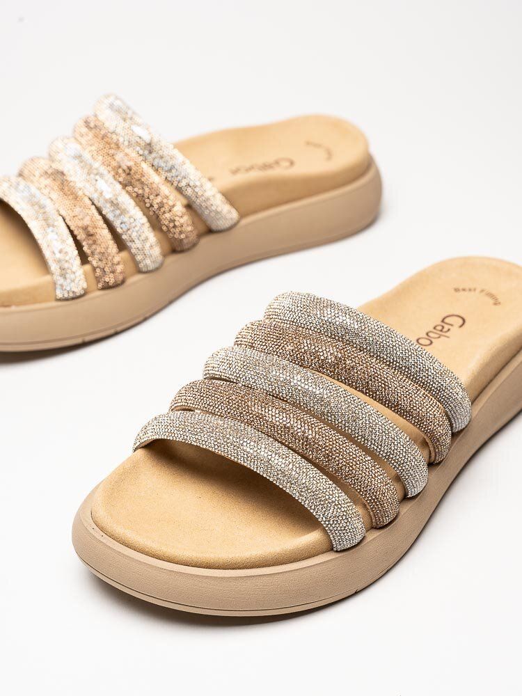 Gabor - Guldiga slip in sandaler med strass