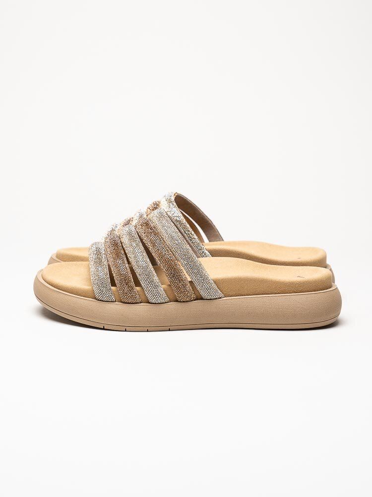 Gabor - Guldiga slip in sandaler med strass