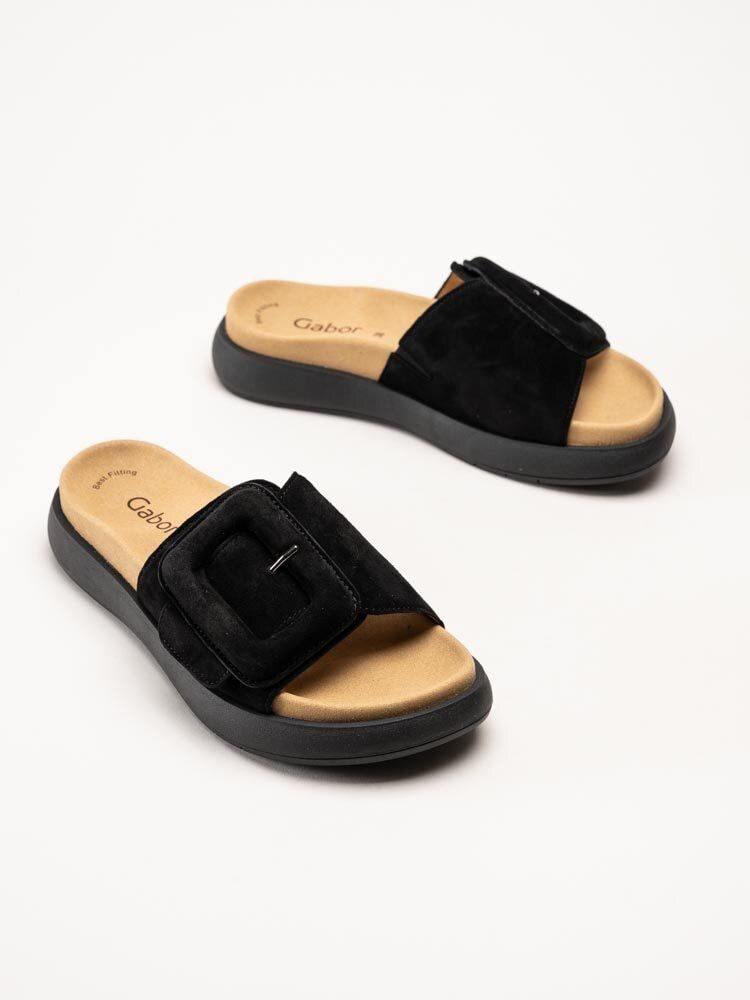 Gabor - Svarta slip in tofflor i mocka