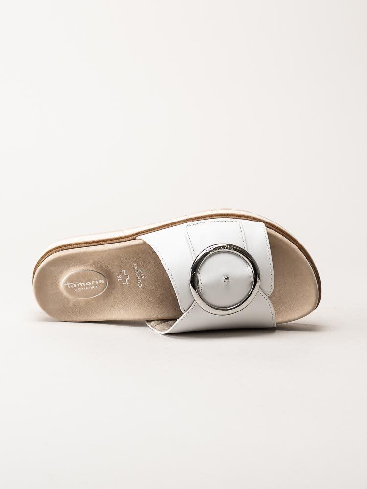 Tamaris Comfort - Vita slip in sandaler i skinn