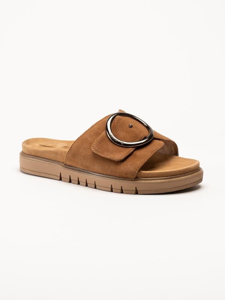 Tamaris Wide - Bruna slip in sandaler i mocka