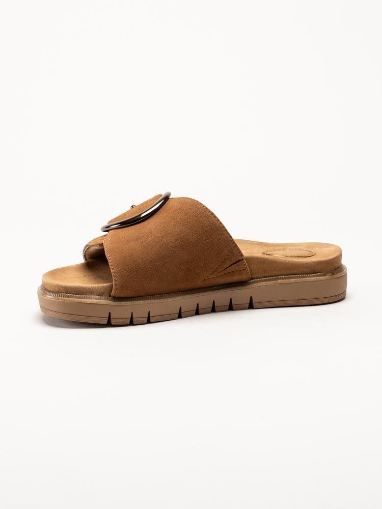 Tamaris Wide - Bruna slip in sandaler i mocka