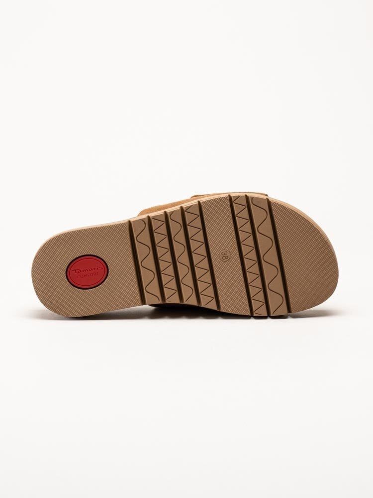 Tamaris Wide - Bruna slip in sandaler i mocka