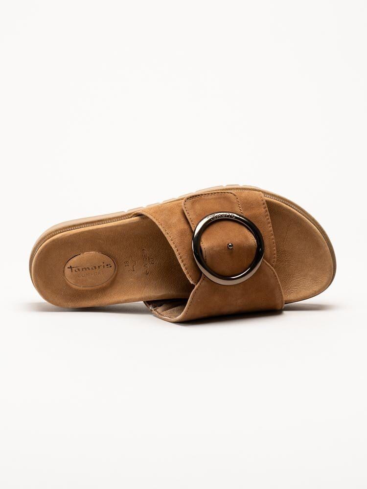 Tamaris Wide - Bruna slip in sandaler i mocka