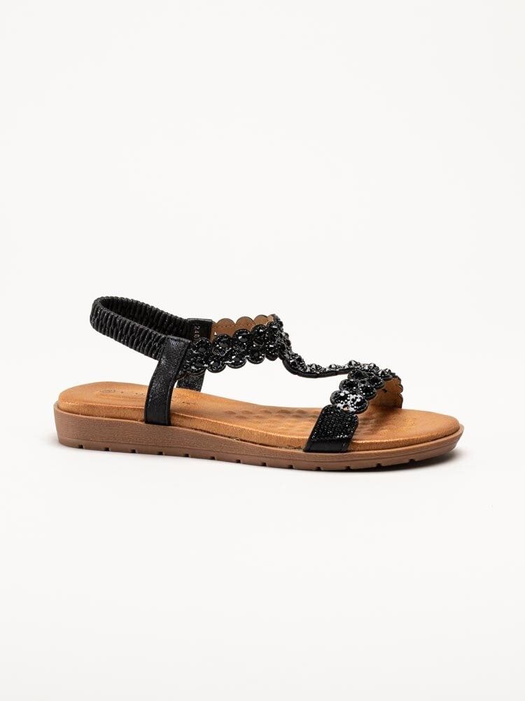 Lunar - Svarta sandaler med strass-stenar