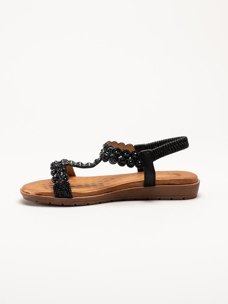Lunar - Svarta sandaler med strass-stenar