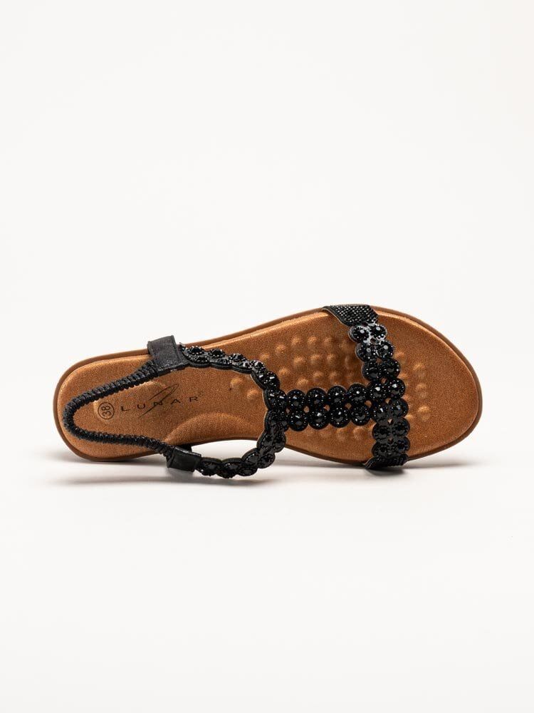 Lunar - Svarta sandaler med strass-stenar