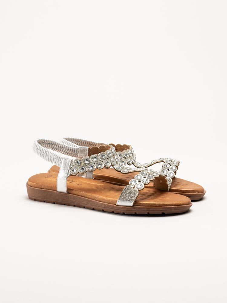 Lunar - Silvriga sandaler med strass-stenar