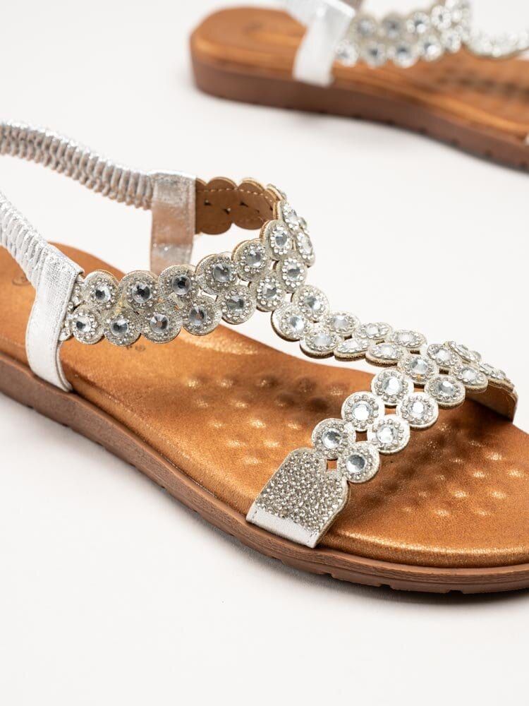 Lunar - Silvriga sandaler med strass-stenar