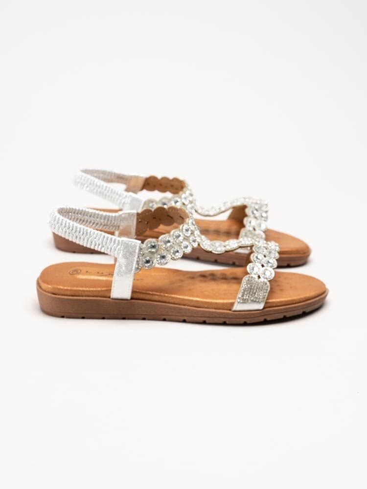 Lunar - Silvriga sandaler med strass-stenar