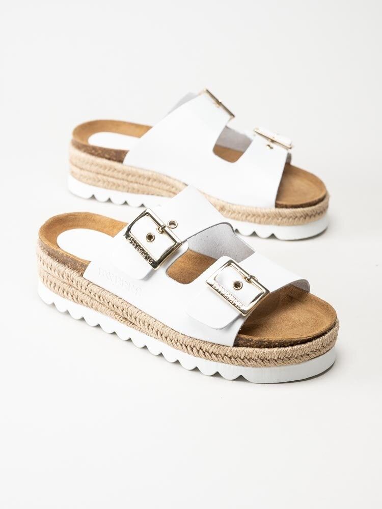 Sonja - Vita slip in sandaler med repklädd sula