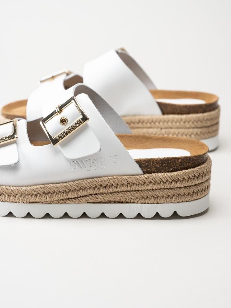 Sonja - Vita slip in sandaler med repklädd sula