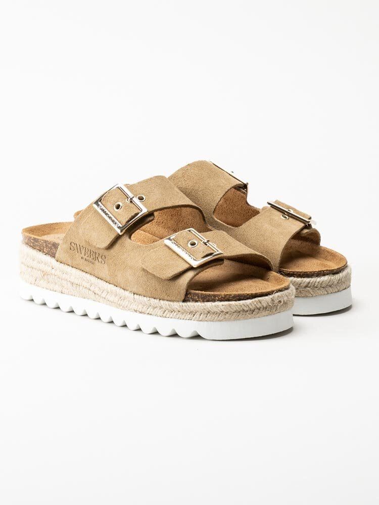 Sweeks - Sonja - Beige slip in sandaler i mocka