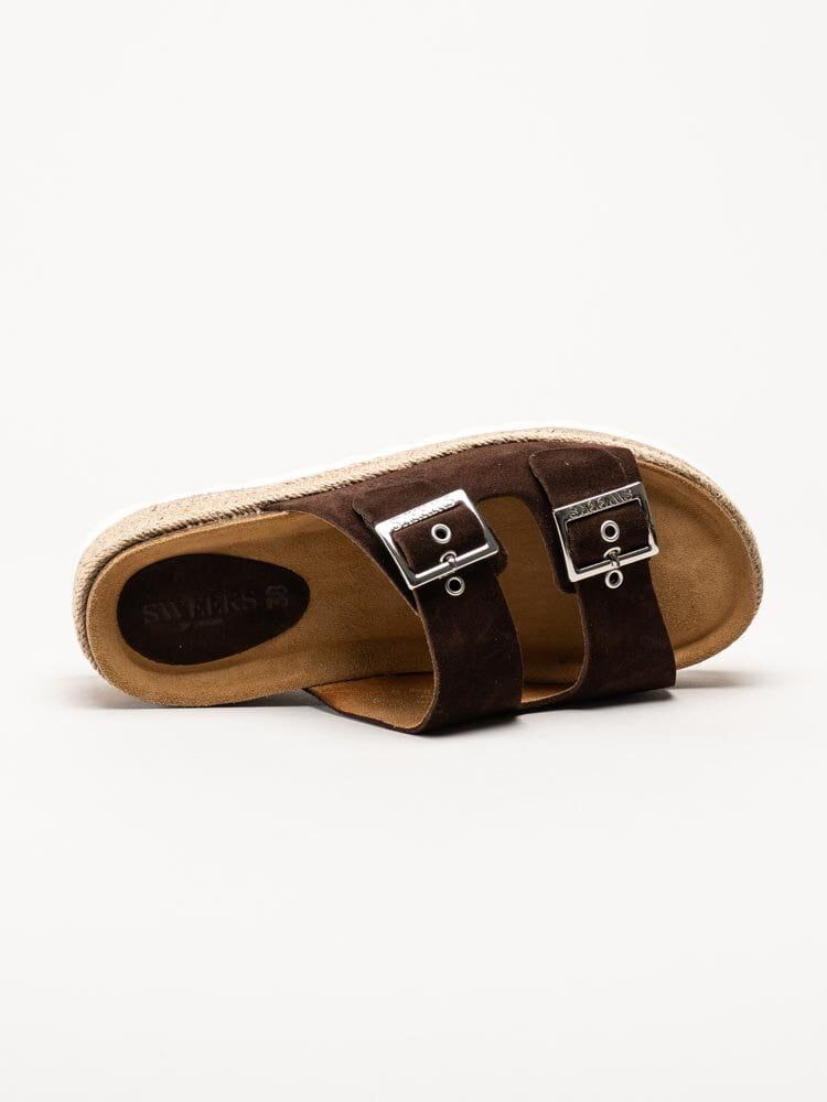 Sweeks - Sonja - Bruna slip in sandaler i mocka