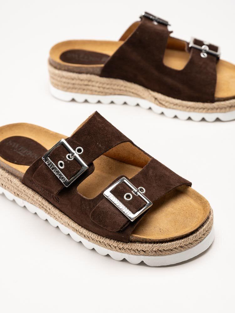 Sweeks - Sonja - Bruna slip in sandaler i mocka