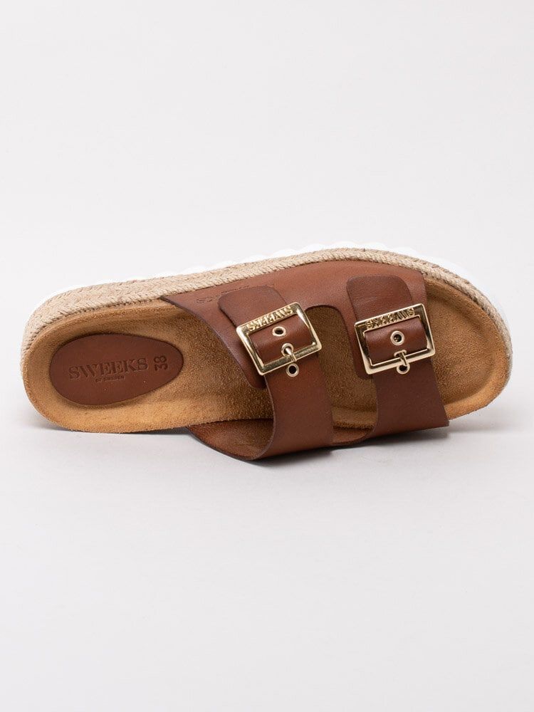 Sweeks - Sonja - Bruna slip in sandaler med repklädd sula