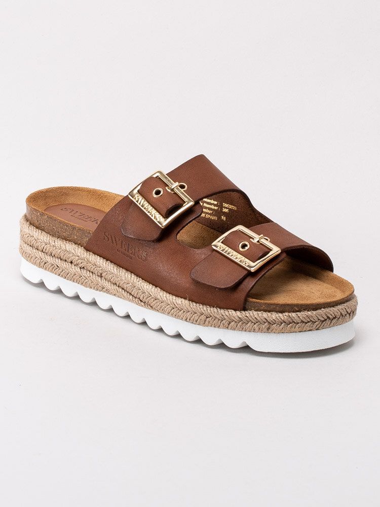 Sweeks - Sonja - Bruna slip in sandaler med repklädd sula