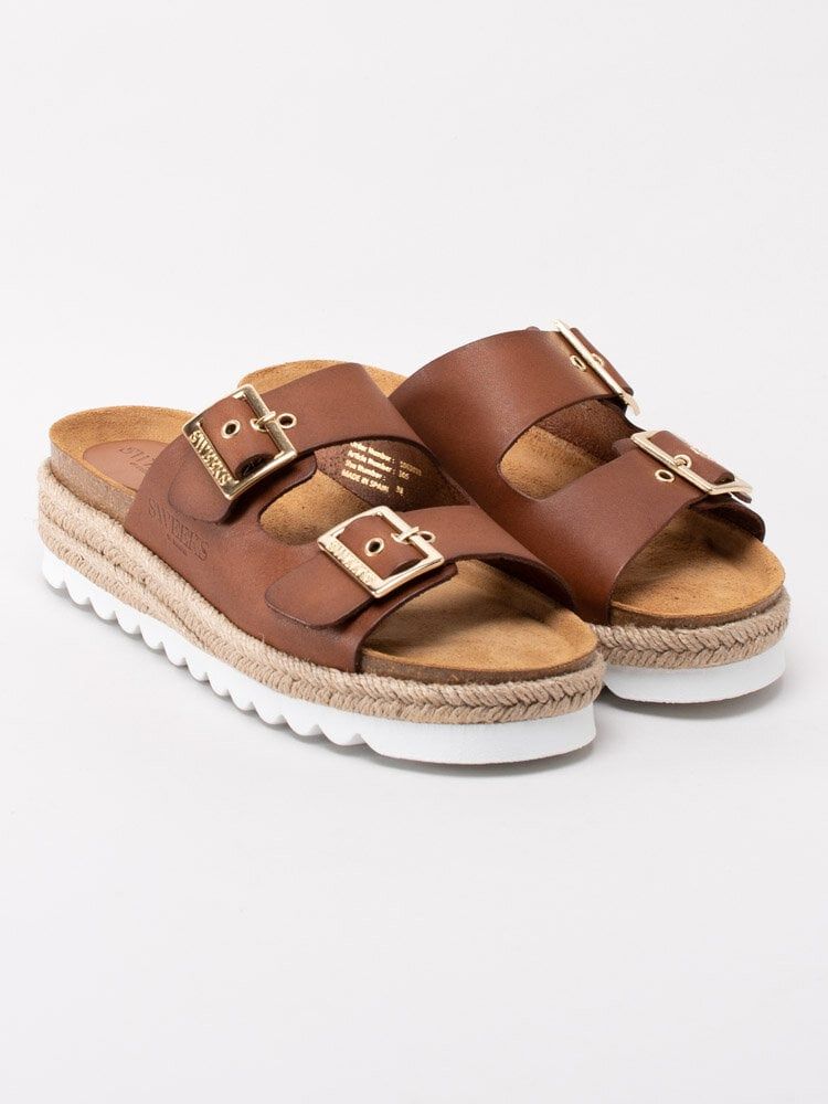 Sweeks - Sonja - Bruna slip in sandaler med repklädd sula