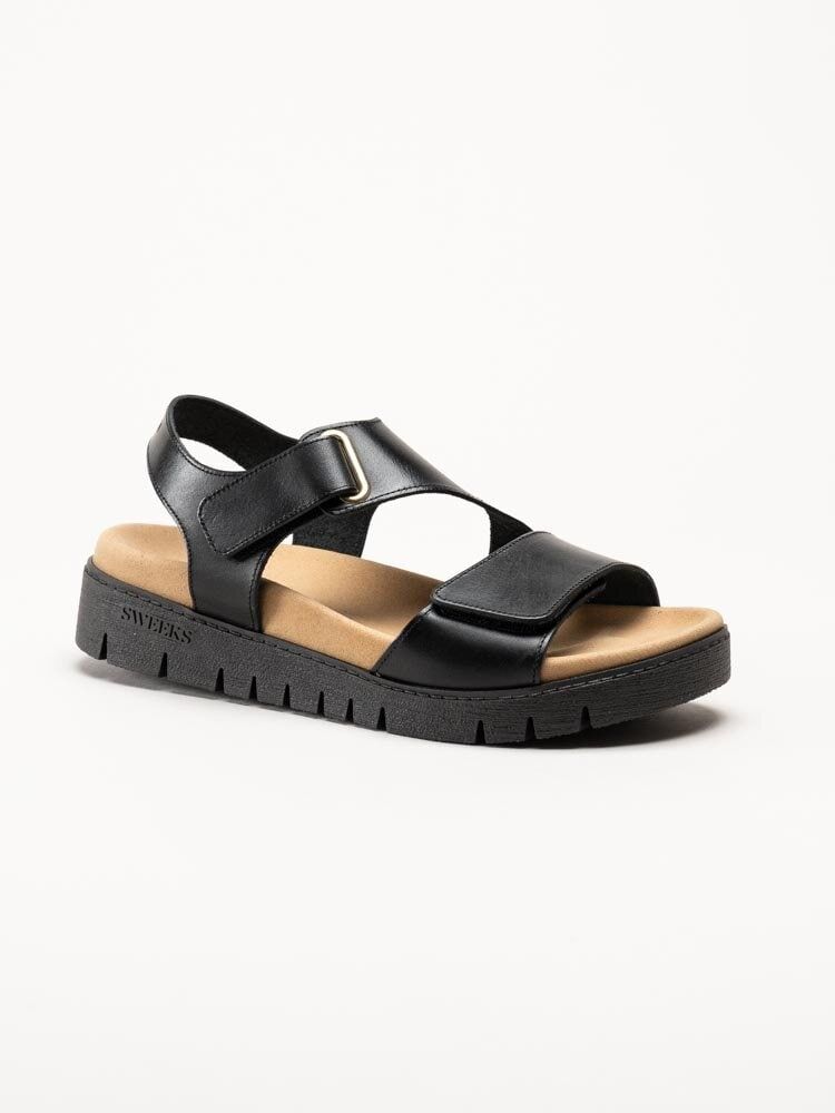 Sweeks - Gabriela - Svarta sandaler i skinn