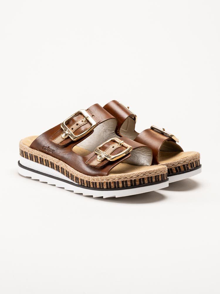 Rieker - Bruna slip in sandaler i skinn