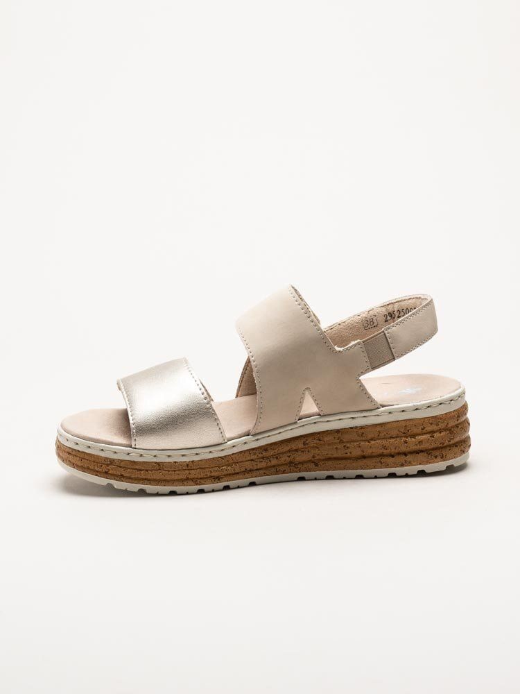 Rieker - Beige-Guldiga sandaler i nubuck