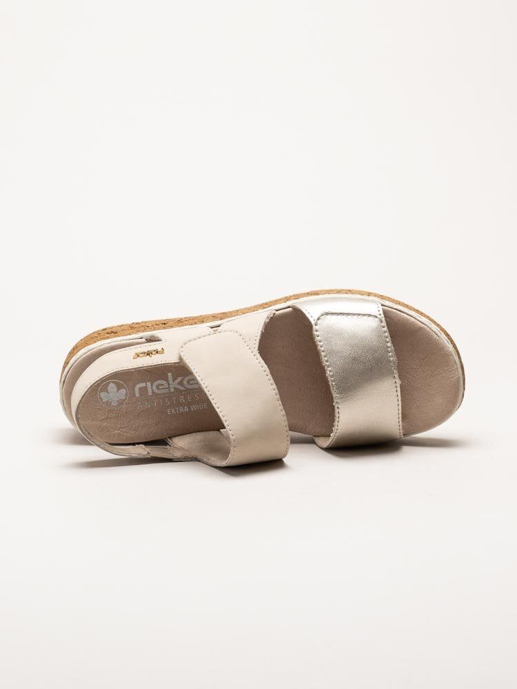 Rieker - Beige-Guldiga sandaler i nubuck