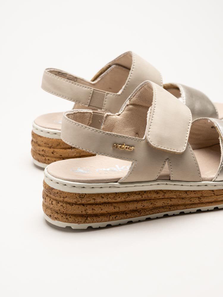 Rieker - Beige-Guldiga sandaler i nubuck