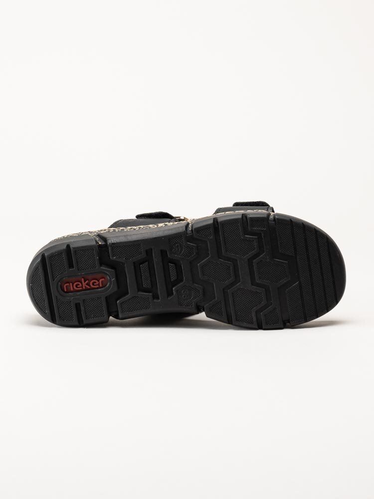Rieker - Svarta slip in sandaler i skinn