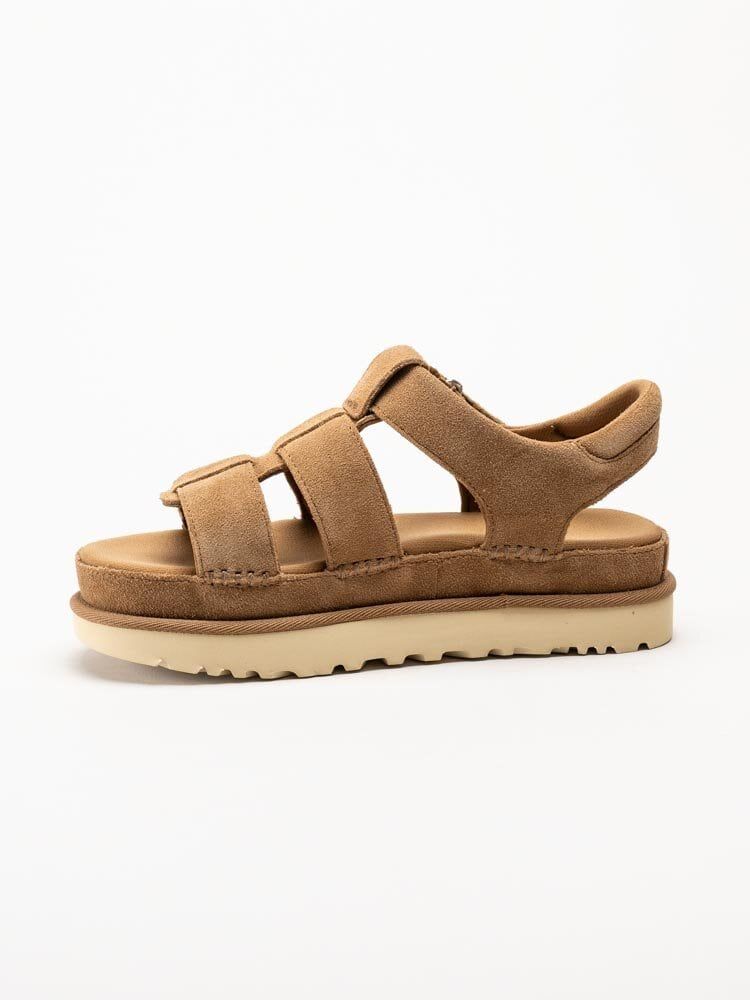 UGG - W Goldenstar Strap - Bruna platåsandaler i mocka