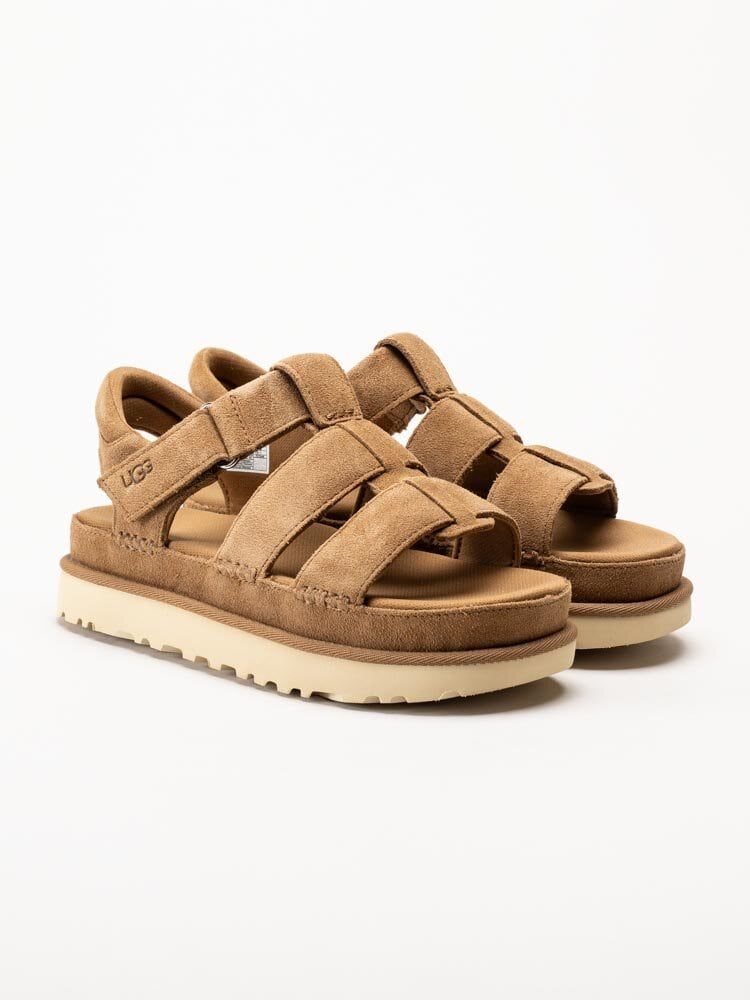 UGG - W Goldenstar Strap - Bruna platåsandaler i mocka